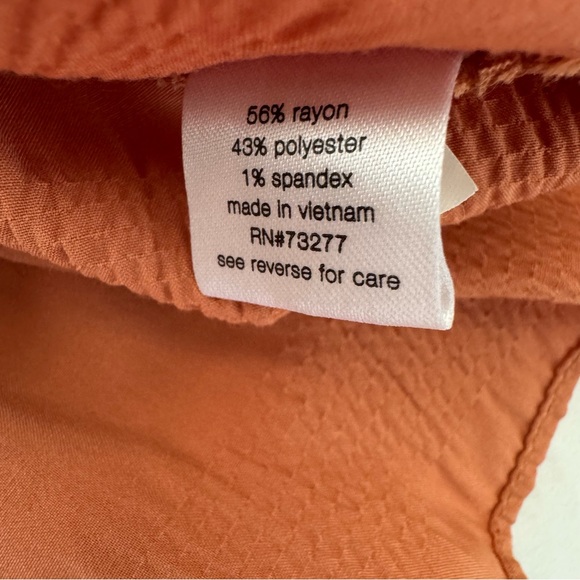 Elizabeth & James Ruched Orange Off Shoulder Long Sleeve Blouse Top Size XL - Picture 9 of 10